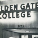 Golden Gate College building sign and entrance in 1948.
