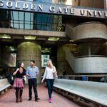 Students in front of Golden Gate University main entrance.