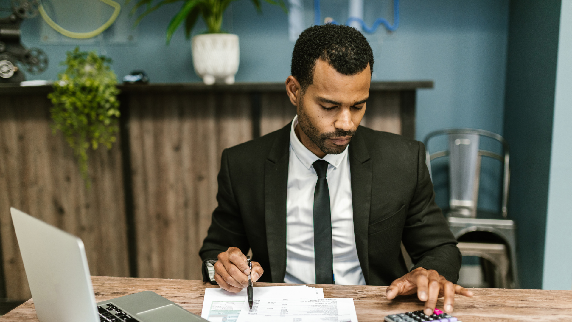 Man working on paperwork