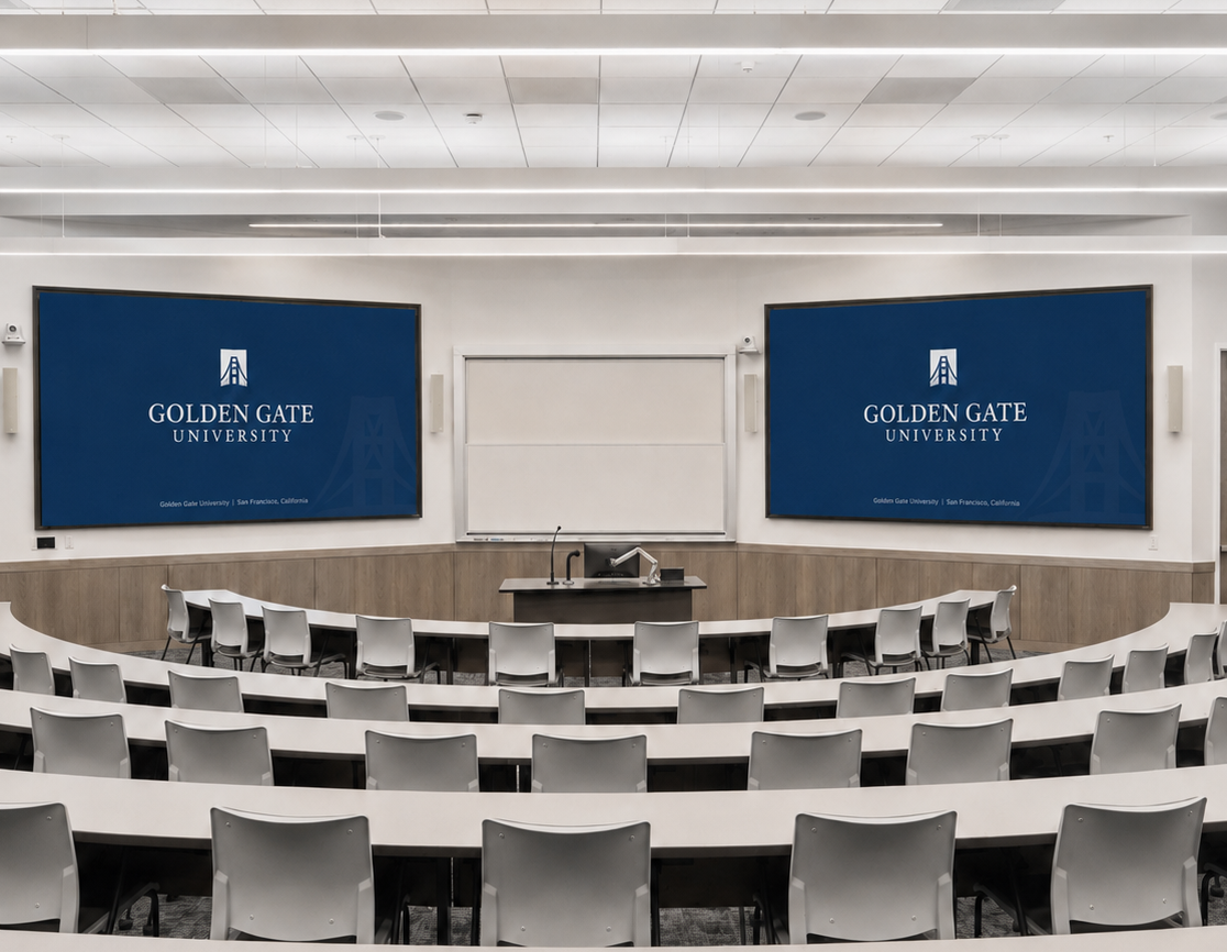 Golden Gate University students learn in modern classroom spaces at Academic Village in downtown San Francisco.
