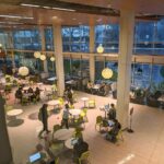 Students study and gather in the library at GGU's Parkmerced Campus.